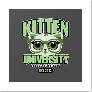 Kitten University - Green Posters and Art